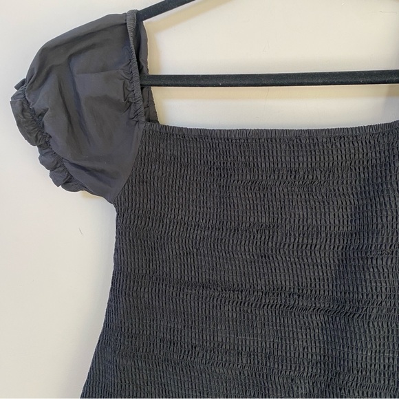 Maia Bergman Ada Smocked Black Puff Sleeve Drop Waist Mini Dress Size Small - Picture 9 of 12